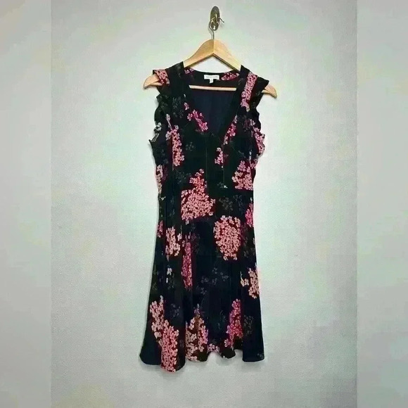 Rebecca Taylor Silk Navy Blue Floral Dress size 6 - Picture 1 of 7